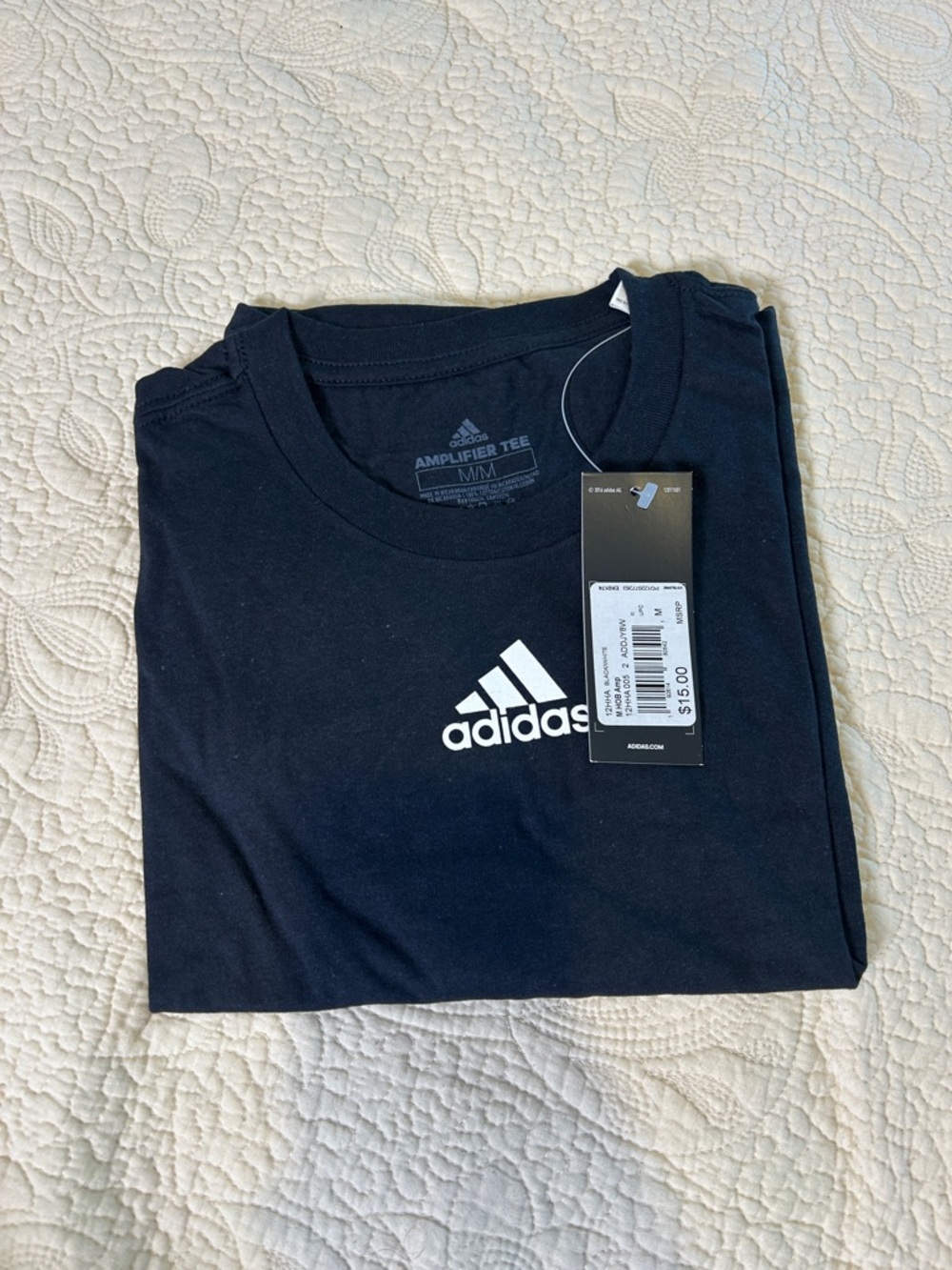 adidas Black Short Sleeve Tee with White Logo - Amplifier